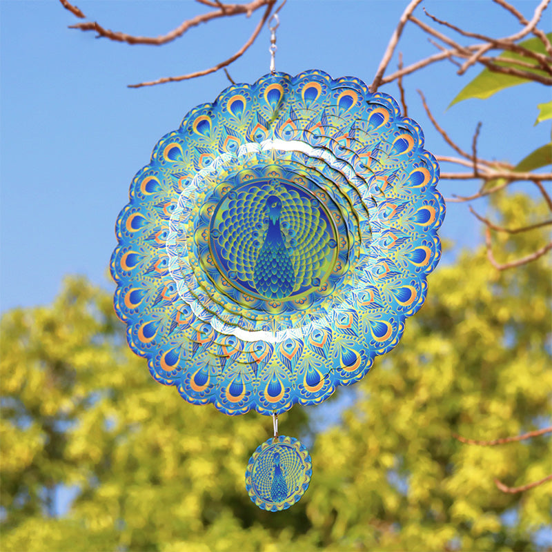 🎁[Creative Gift] 3D Rotating Wind Spinning Peacock Wind Chime
