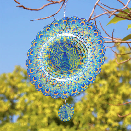 🎁[Creative Gift] 3D Rotating Wind Spinning Peacock Wind Chime