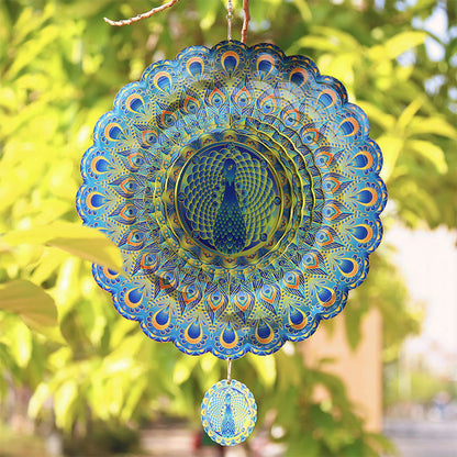 🎁[Creative Gift] 3D Rotating Wind Spinning Peacock Wind Chime