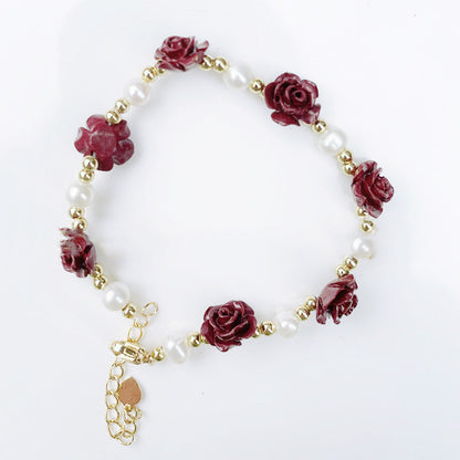 Purple Gold Sand Rose Pearl Bracelet