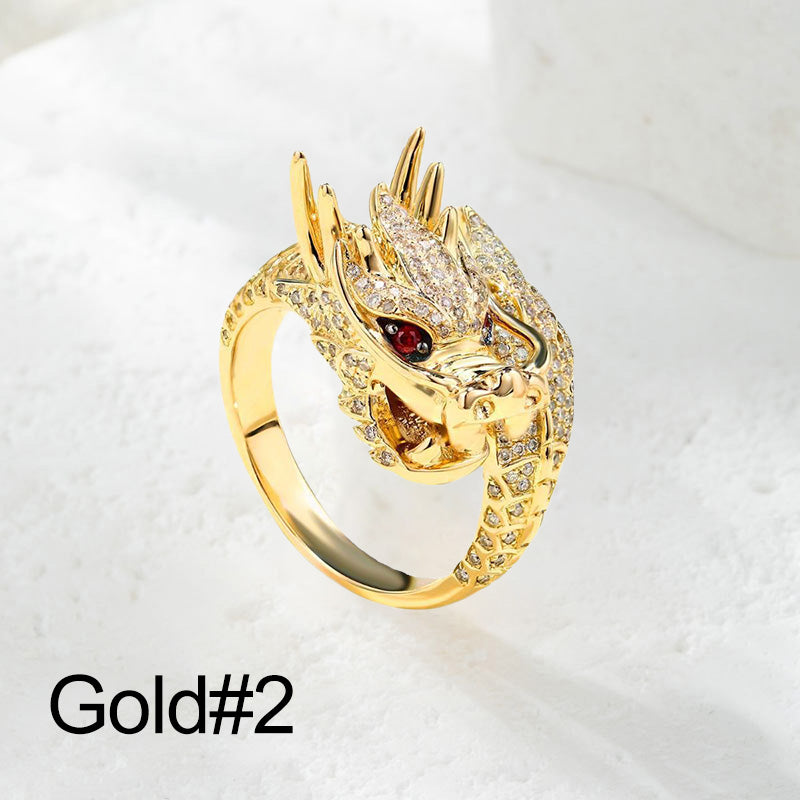 Delicate Dragon Open Adjustable Zirconia Good Luck Ring