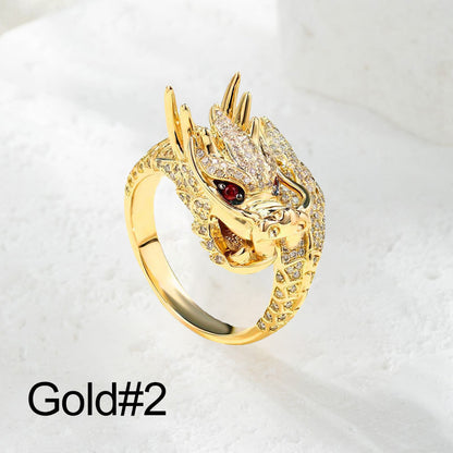 Delicate Dragon Open Adjustable Zirconia Good Luck Ring