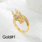 Delicate Dragon Open Adjustable Zirconia Good Luck Ring