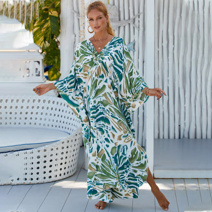 Casual Flowing V-Neck Long Swimsuit Cover Ups