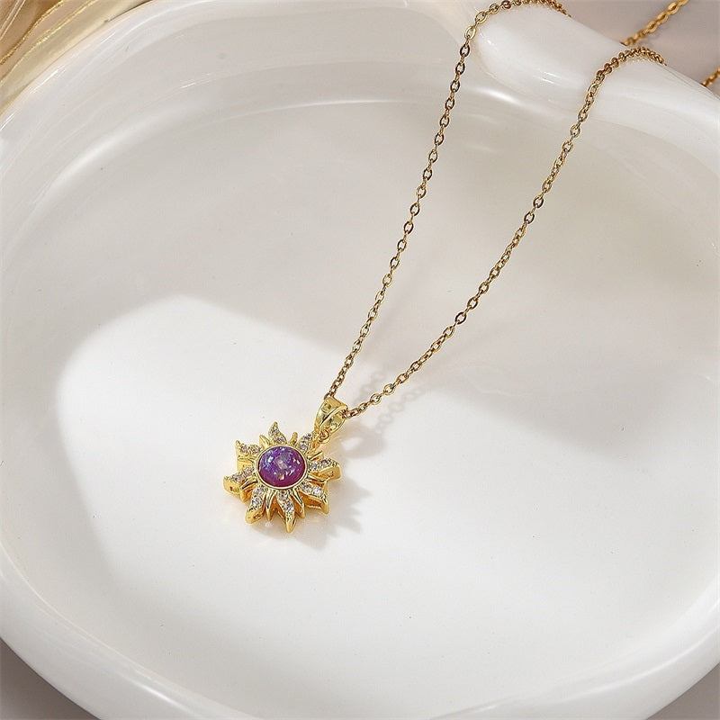 Elegant Sun Pendant Necklace with Adjustable Chain