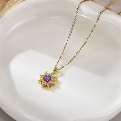 Elegant Sun Pendant Necklace with Adjustable Chain