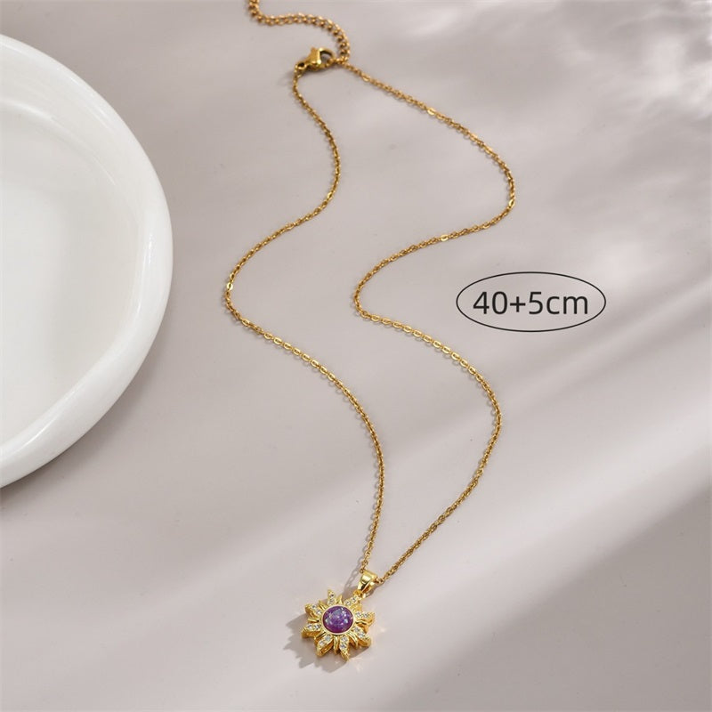 Elegant Sun Pendant Necklace with Adjustable Chain