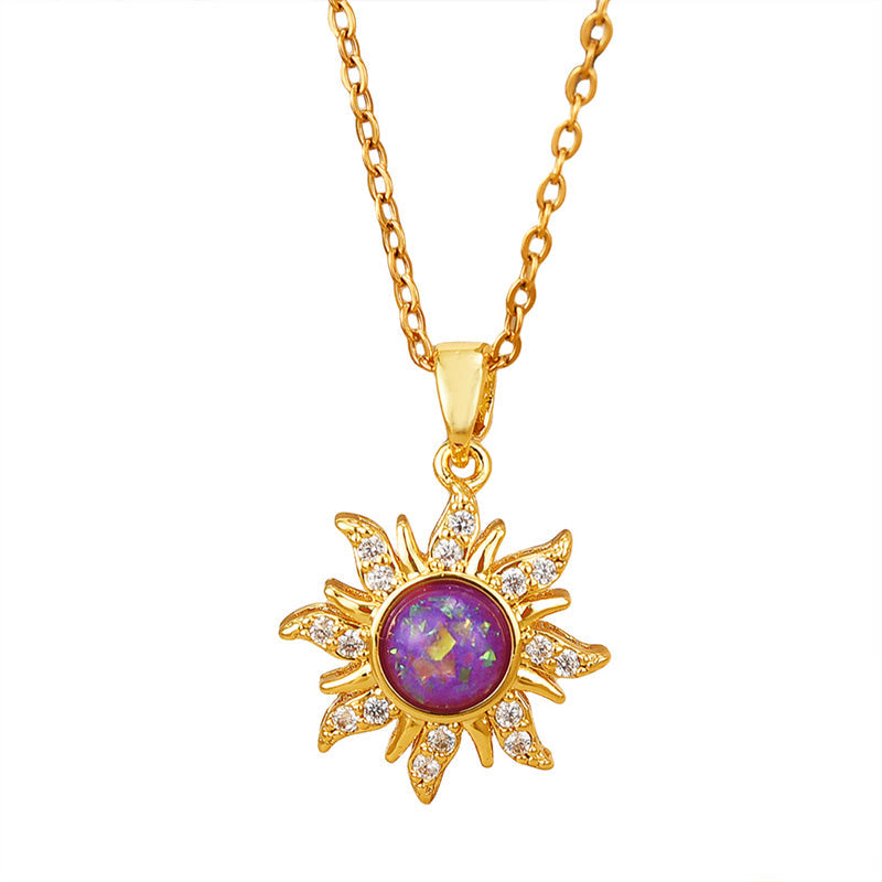 Elegant Sun Pendant Necklace with Adjustable Chain