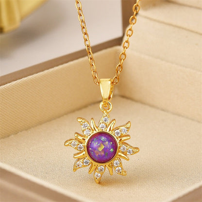 Elegant Sun Pendant Necklace with Adjustable Chain