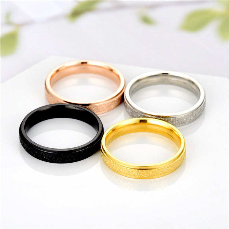 Titanium Steel Sand Blast Glitter Ring for Women Fit Size 5-13