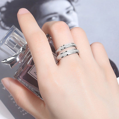 Titanium Steel Sand Blast Glitter Ring for Women Fit Size 5-13
