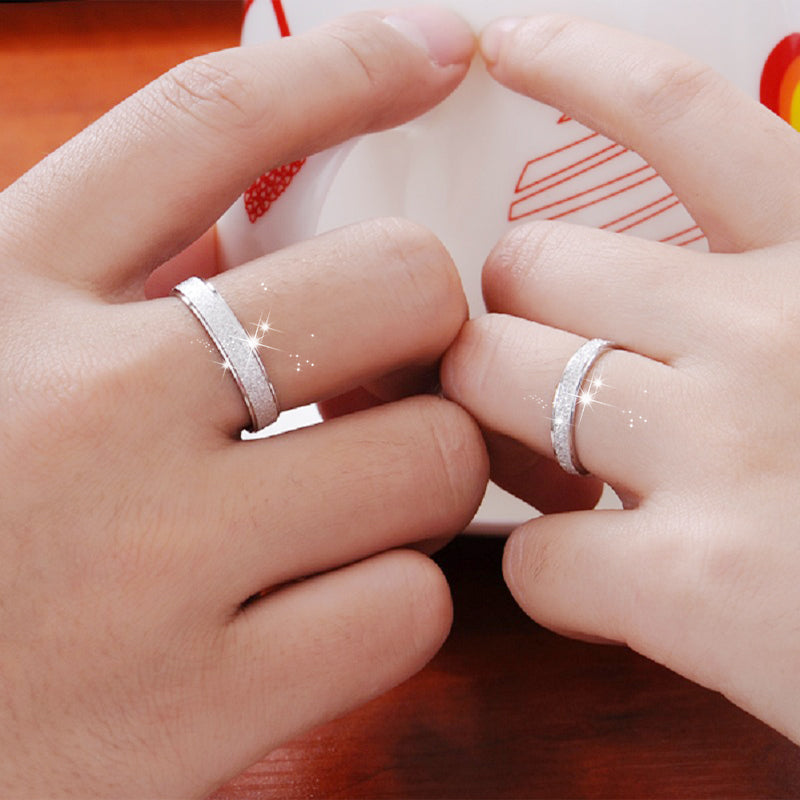 Titanium Steel Sand Blast Glitter Ring for Women Fit Size 5-13