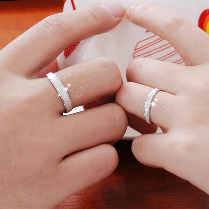 Titanium Steel Sand Blast Glitter Ring for Women Fit Size 5-13