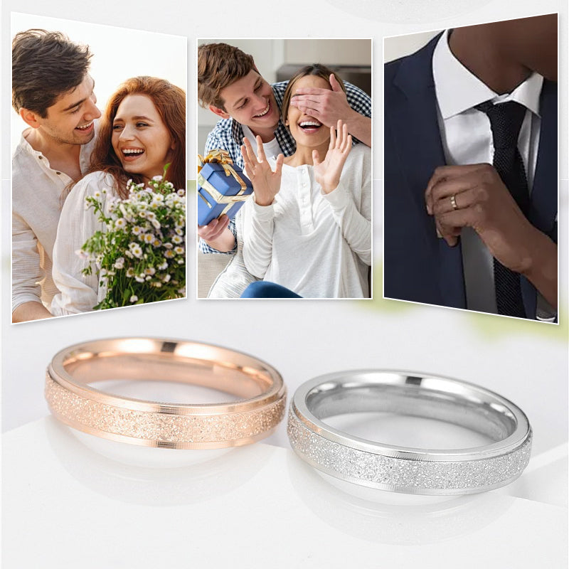 Titanium Steel Sand Blast Glitter Ring for Women Fit Size 5-13