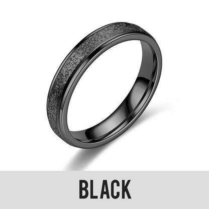 Titanium Steel Sand Blast Glitter Ring for Women Fit Size 5-13