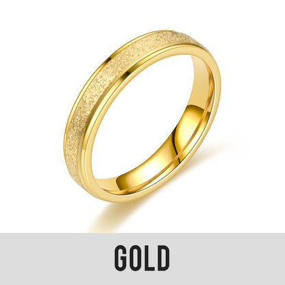 Titanium Steel Sand Blast Glitter Ring for Women Fit Size 5-13