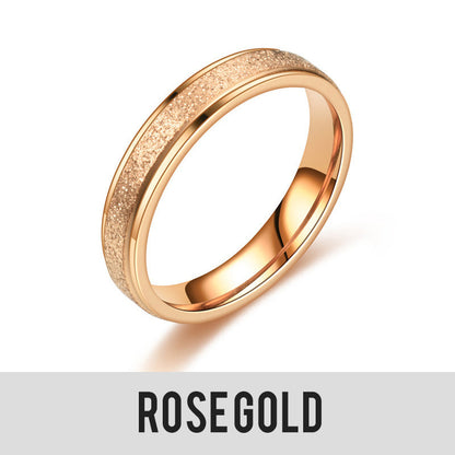 Titanium Steel Sand Blast Glitter Ring for Women Fit Size 5-13