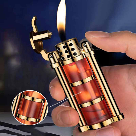 Retro Colorful Semitransparent Fuel Tank Gas Lighter