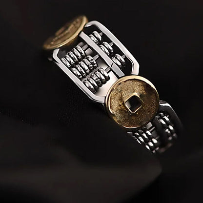 Vintage Chinese Style Emperor Coin Abacus Ring