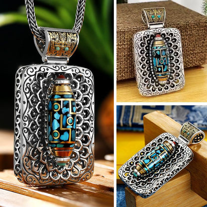 Turquoise Ten Thousand Buddhas Dzi Bead Necklace
