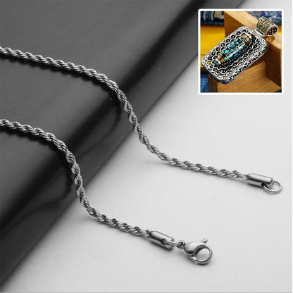 Turquoise Ten Thousand Buddhas Dzi Bead Necklace