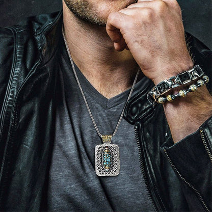 Turquoise Ten Thousand Buddhas Dzi Bead Necklace