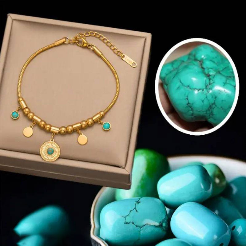 Vintage Turquoise Pendant Necklace & Bracelet & Earrings