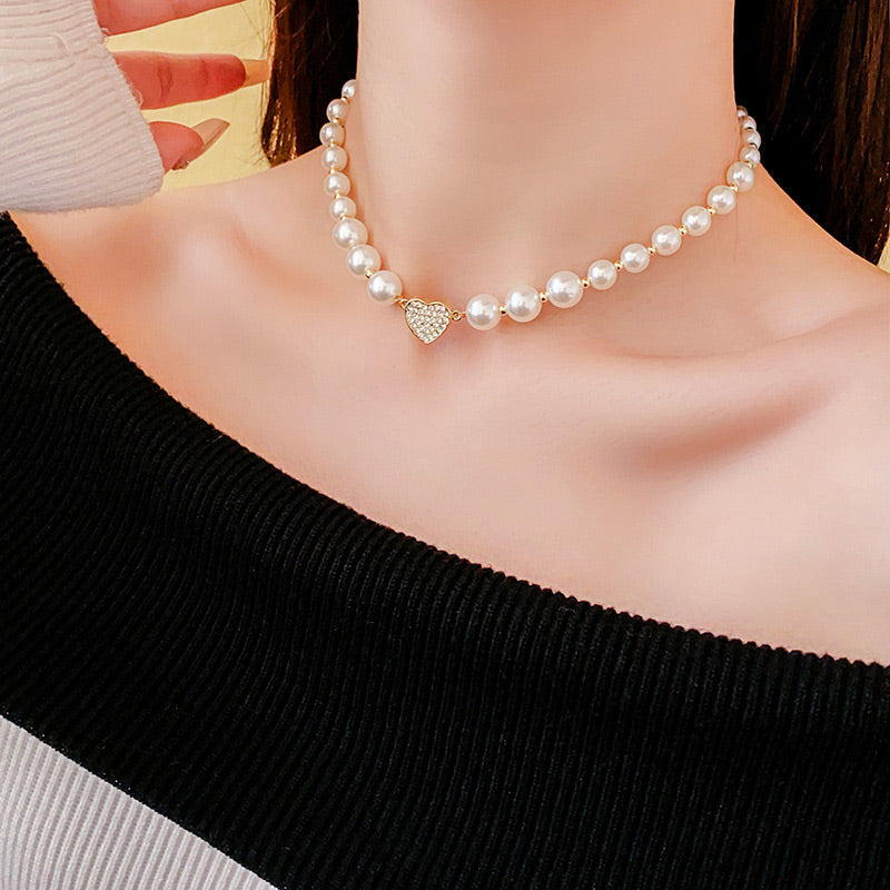 Collection of love - diamond-set magnetic attraction love pearl necklace