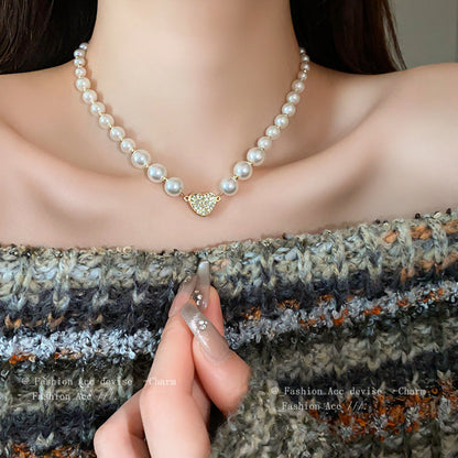 Collection of love - diamond-set magnetic attraction love pearl necklace