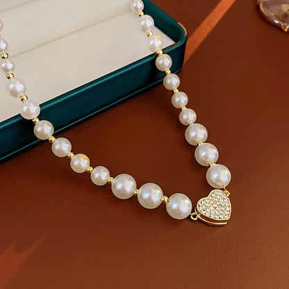 Collection of love - diamond-set magnetic attraction love pearl necklace