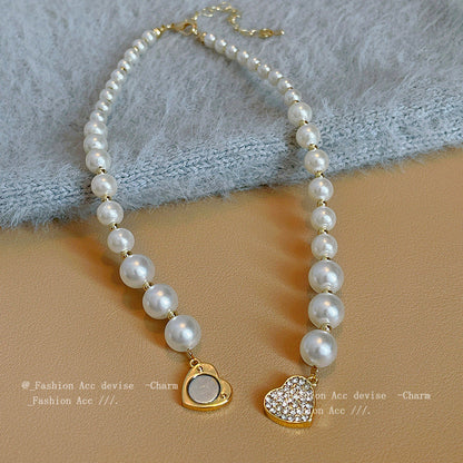 Collection of love - diamond-set magnetic attraction love pearl necklace