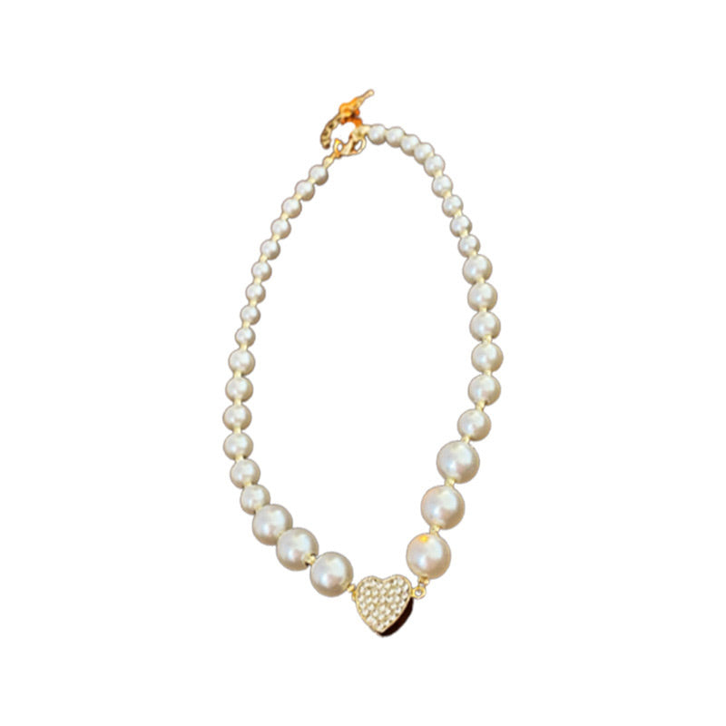 Collection of love - diamond-set magnetic attraction love pearl necklace