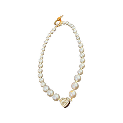 Collection of love - diamond-set magnetic attraction love pearl necklace