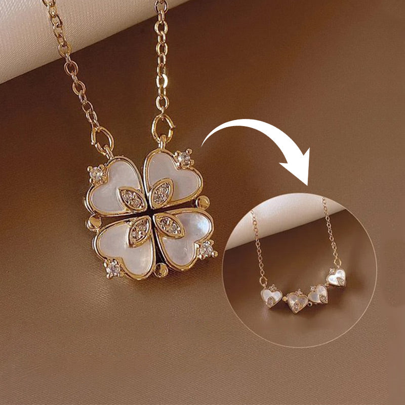 Micro-set Pearl Shell Quatrefoil Zirconia Necklace
