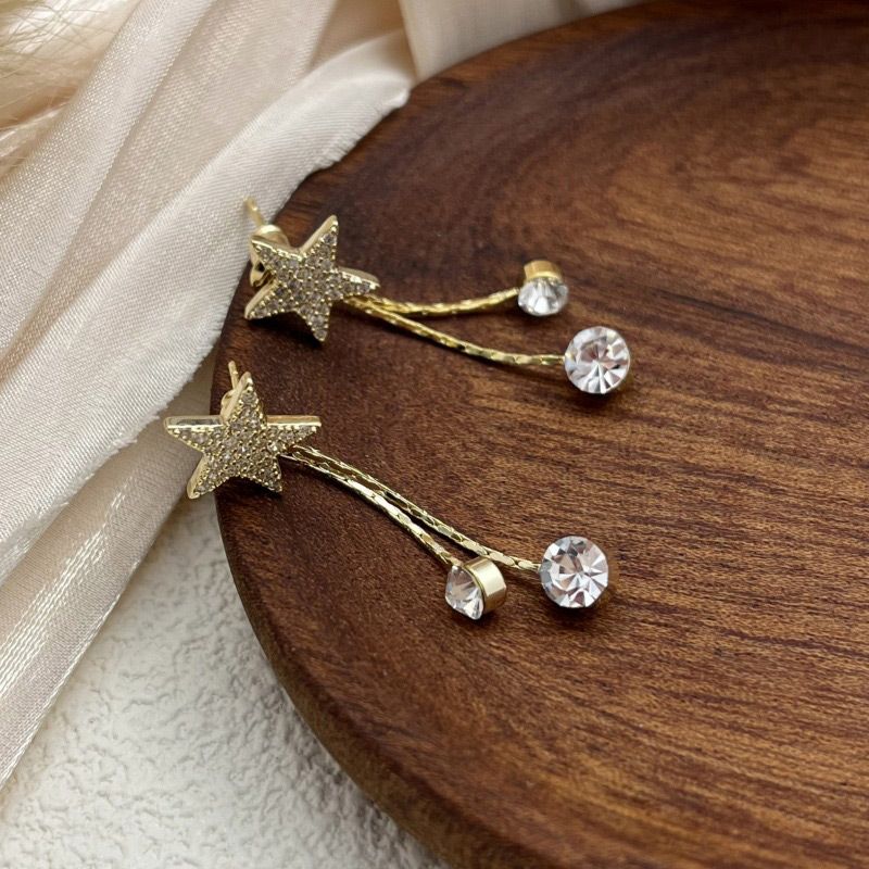 Glistening Zircon Tassel Earrings with S925 Silver Needles