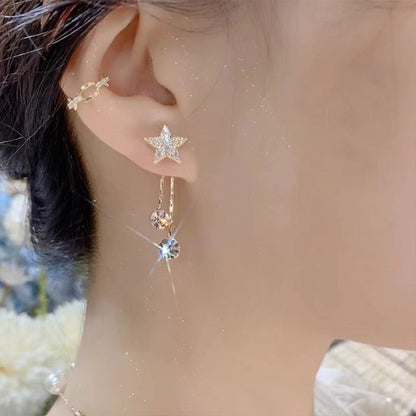 Glistening Zircon Tassel Earrings with S925 Silver Needles