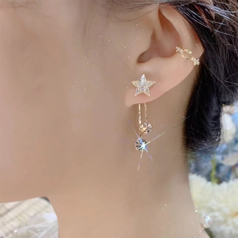 Glistening Zircon Tassel Earrings with S925 Silver Needles
