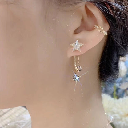Glistening Zircon Tassel Earrings with S925 Silver Needles