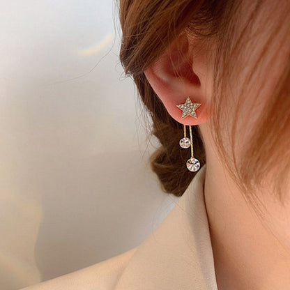 Glistening Zircon Tassel Earrings with S925 Silver Needles
