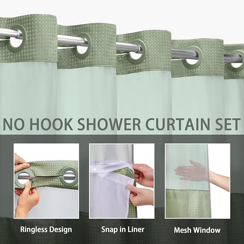 🔥Hot Sale 50% OFF🔥 Waffle Shower Curtain – Hotel Style, 180GSM, Water-Repellent, 183*190cm🚿