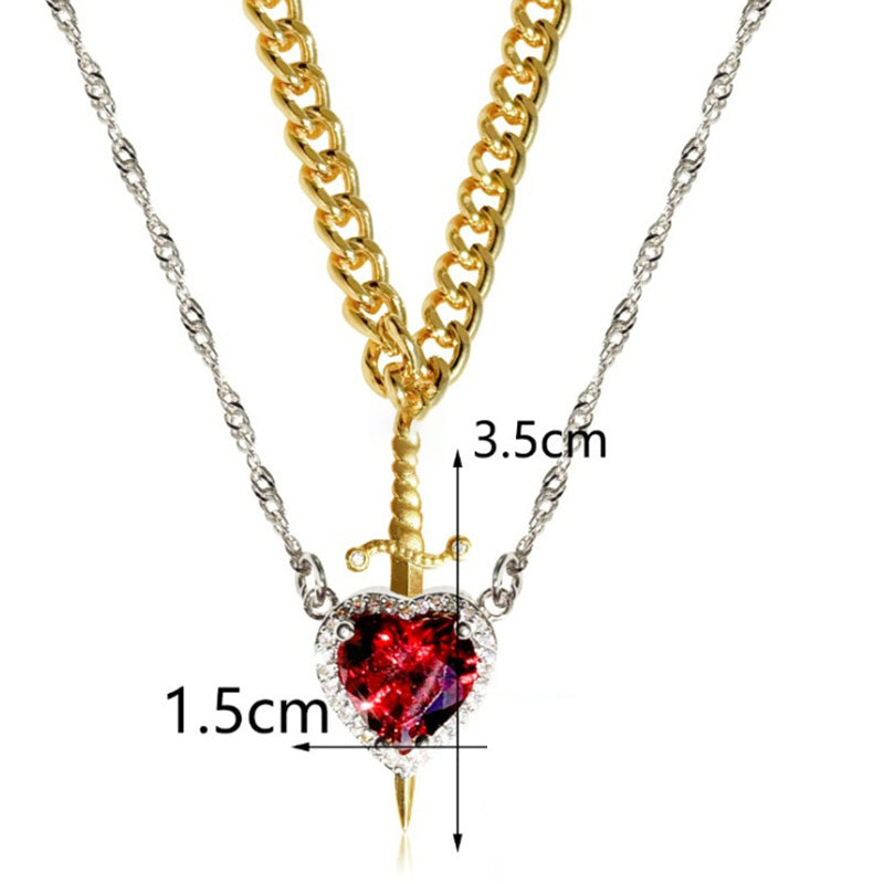 🎁Special Big Sale🔥Vintage Matching Heart and Sword Necklace Set