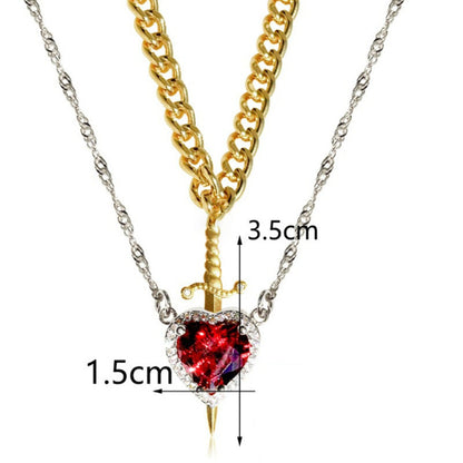 🎁Special Big Sale🔥Vintage Matching Heart and Sword Necklace Set