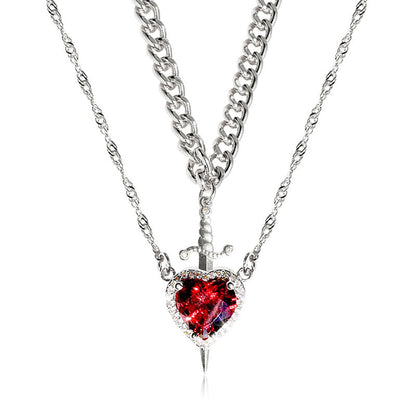 🎁Special Big Sale🔥Vintage Matching Heart and Sword Necklace Set