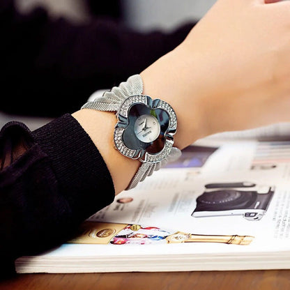 Shiny diamond butterfly mesh watch