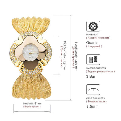 Shiny diamond butterfly mesh watch