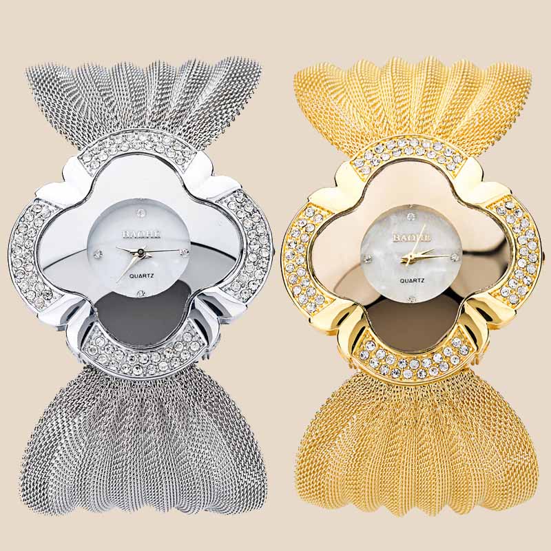 Shiny diamond butterfly mesh watch