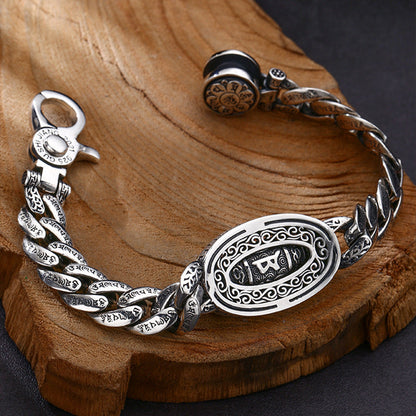 Tibetan Silver Six-character Mantra Luck Bracelet