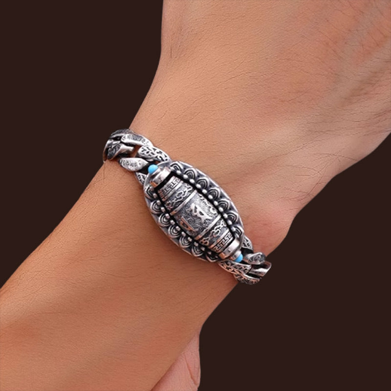 Tibetan Silver Six-character Mantra Luck Bracelet