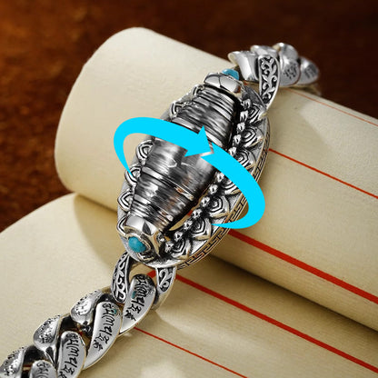 Tibetan Silver Six-character Mantra Luck Bracelet