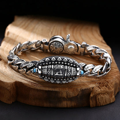 Tibetan Silver Six-character Mantra Luck Bracelet